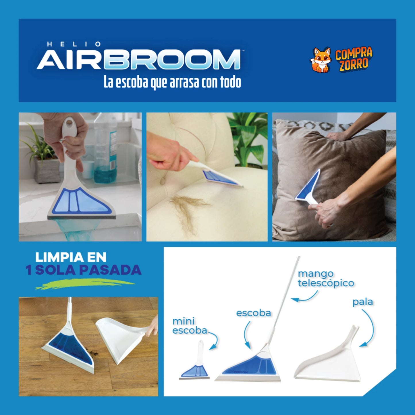 Helio AirBroom™ - Kit para limpieza en una sola pasada